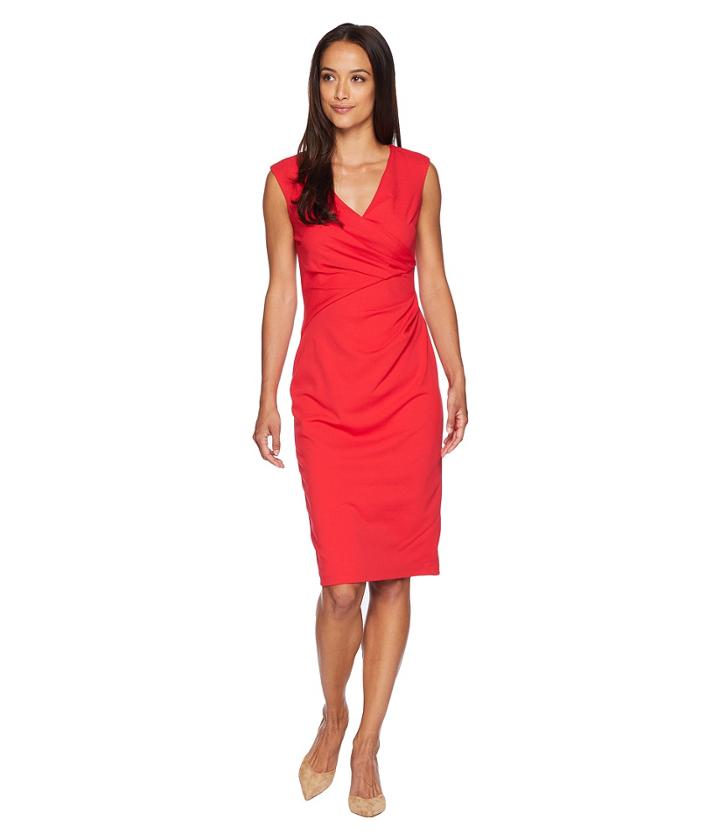 Adrianna Papell - Knit Crepe Draped Sheath Dress