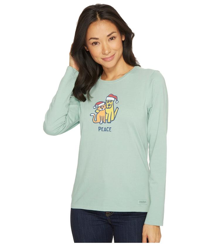 Life Is Good - Peace Cat Dog Long Sleeve Crusher Tee