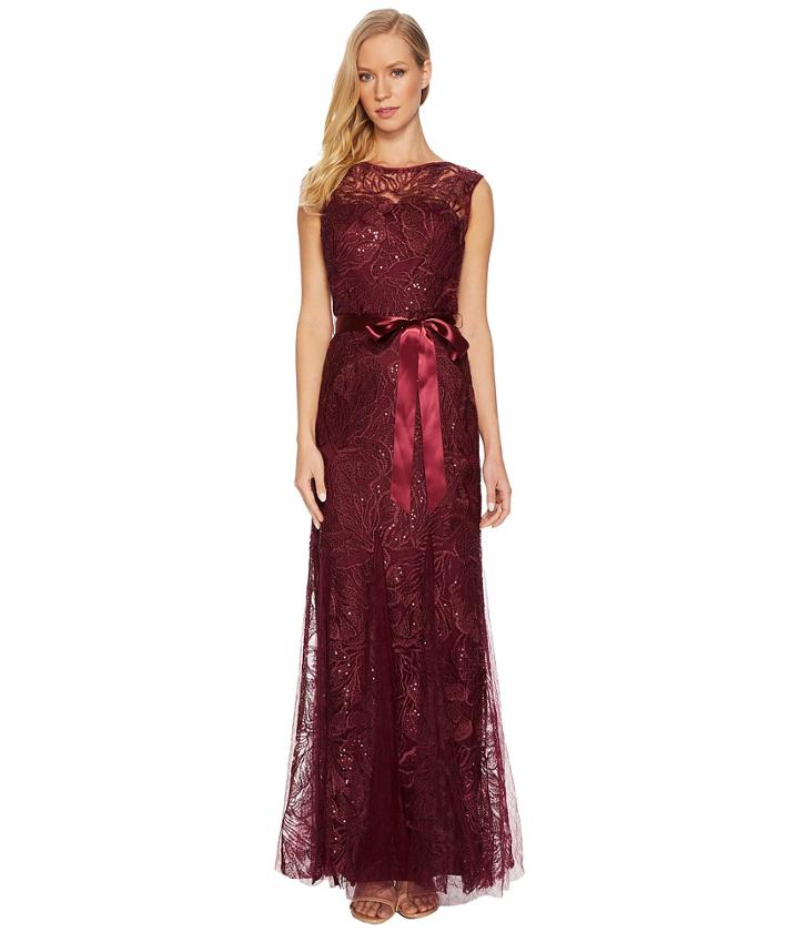 Adrianna Papell - Long Sequin And Embroidered Gown