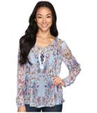 Lucky Brand - Lace-up Floral Peasant Top