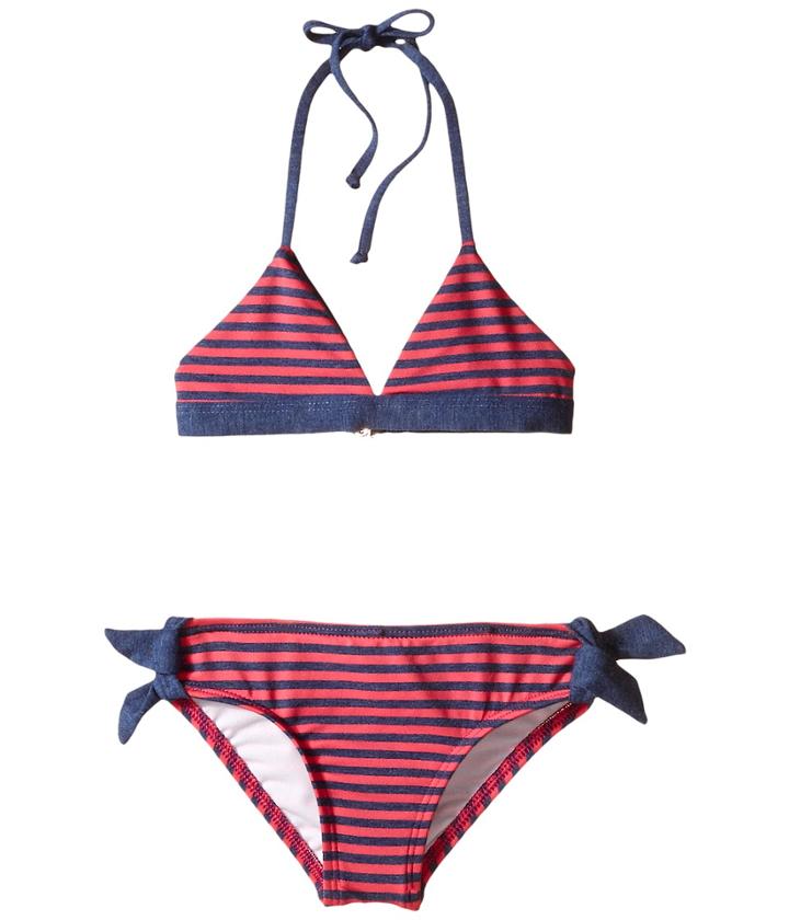 Splendid Littles - Malibu Stripe Reversible Triangle Bra Retro W/ Ties
