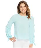 Vince Camuto Specialty Size - Petite Long Sleeve Tiered Tie Cuff Textured Blouse