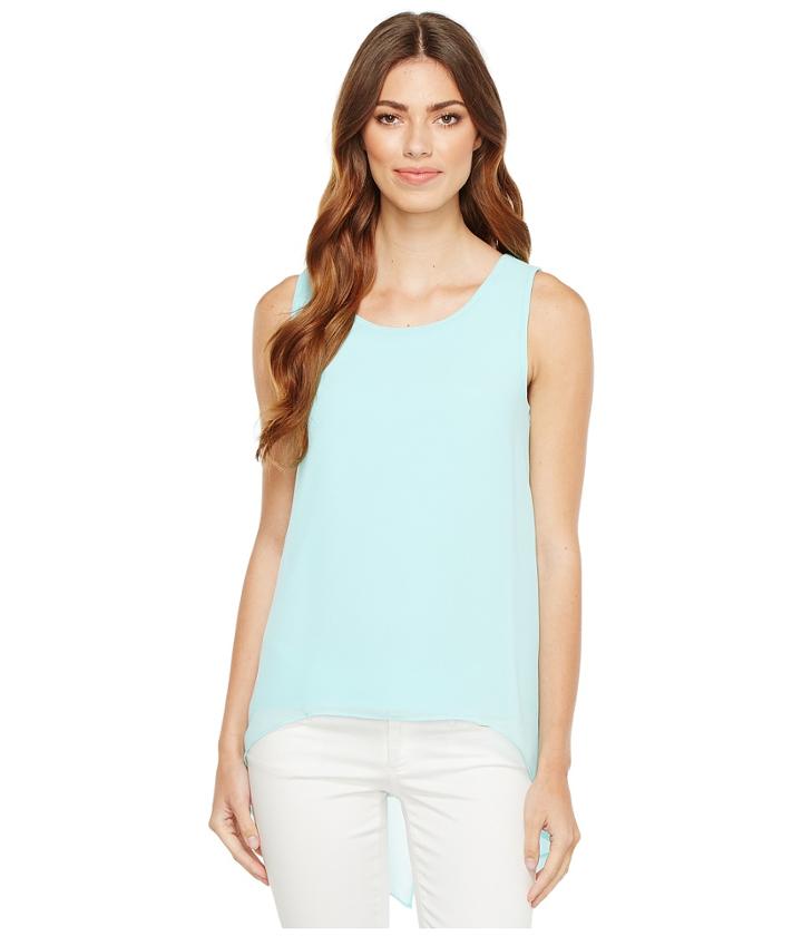 Calvin Klein - Slit Back Top With Chiffon Overlay