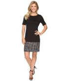 Ivanka Trump - Short Sleeve Ponte Dress With Tweed Hem