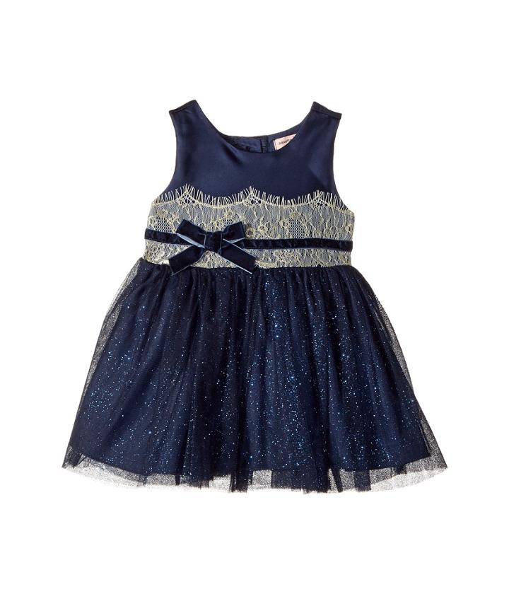 Nanette Lepore Kids - Shimmer Tulle Dress With Matte Satin And Metallic Lace Trim