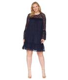 Michael Michael Kors - Plus Size Long Sleeve Lace Ruffle Dress