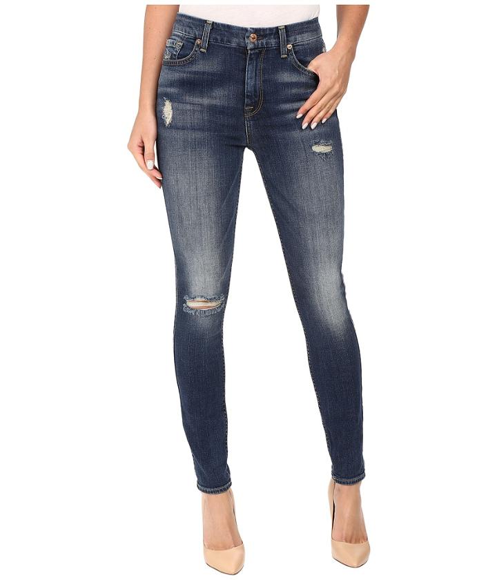 7 For All Mankind - The High Waist Skinny W/ Destroy In Vintage Kensington