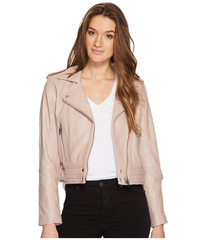 Blank Nyc - Real Leather Moto Jacket In Rose Dust