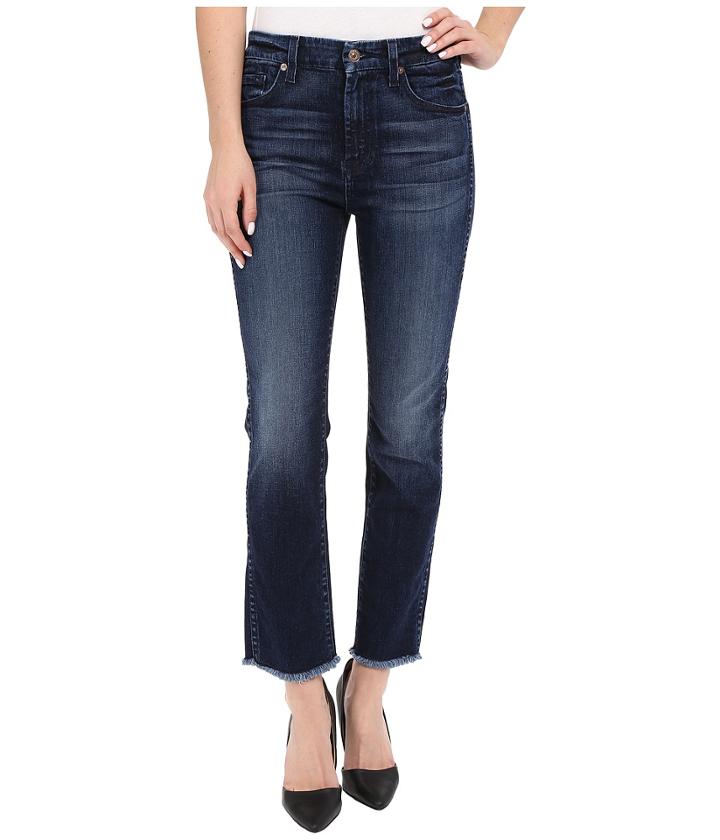 7 For All Mankind - High Waist Ankle Straight With Raw Hem In Acropolis Deep Sky