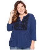 Lucky Brand - Plus Size Embroidered Tee