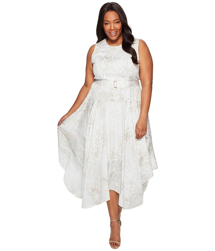 Calvin Klein Plus - Plus Size Printed Handkerchief Hem Dress