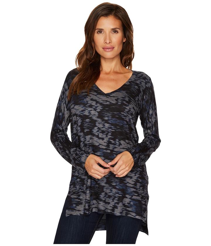 Nally &amp; Millie - Printed V-neck Sweater Tunic