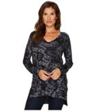 Nally &amp; Millie - Printed V-neck Sweater Tunic