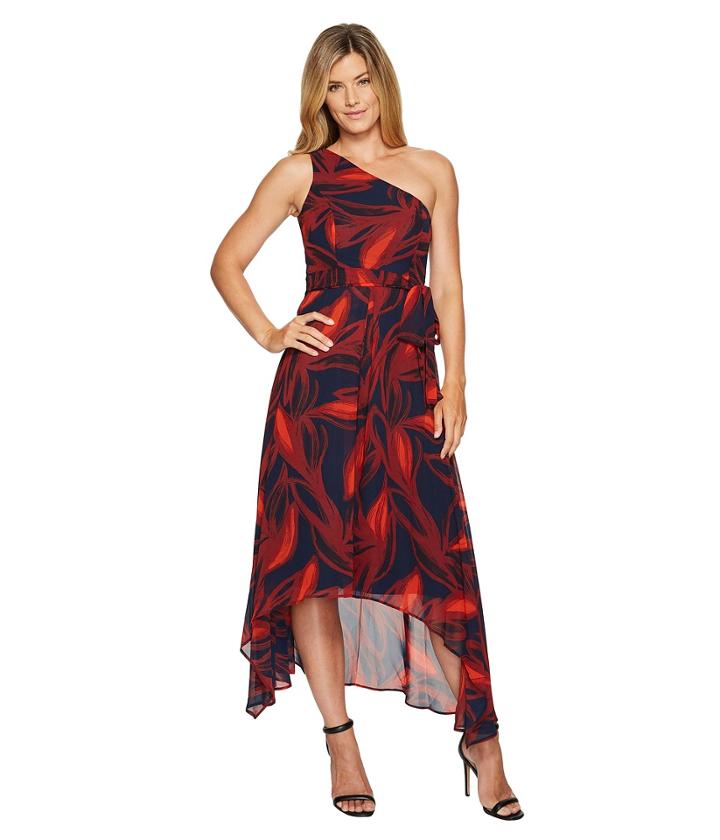 Vince Camuto - Printed Chiffon One Shoulder Dress