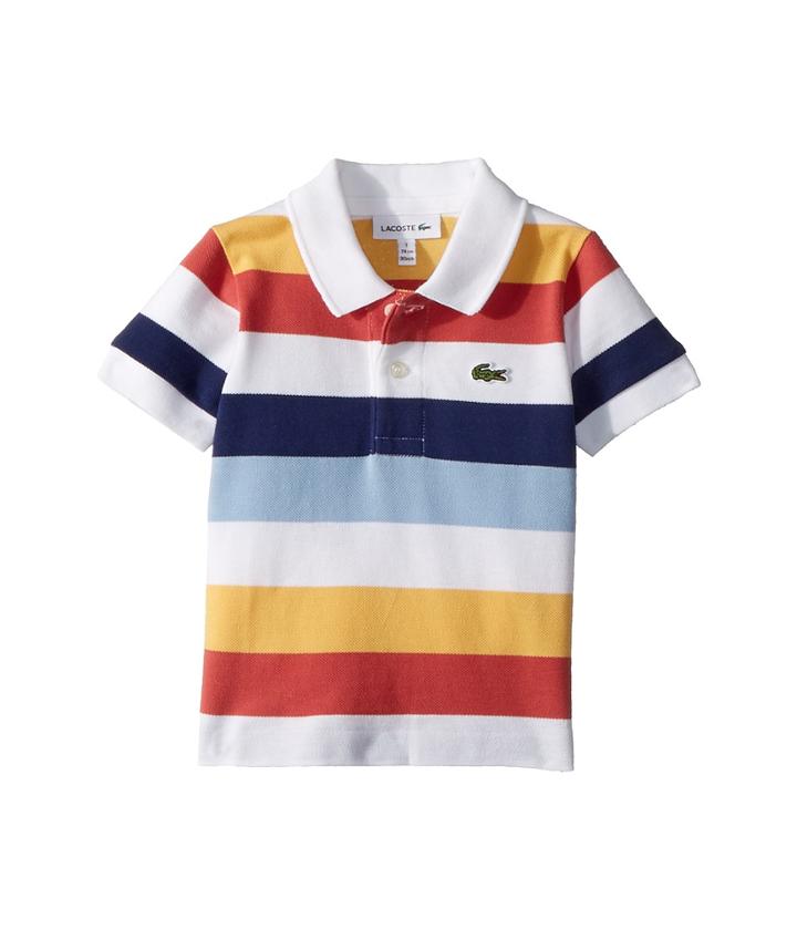Lacoste Kids - Short Sleeve Multicolor Striped Pique Polo