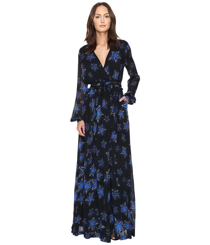 Just Cavalli - Military Stars Print Long Sleeve Maxi Dress