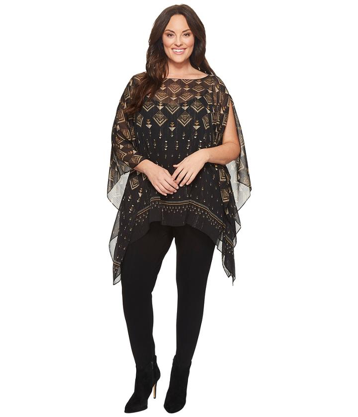 Vince Camuto Specialty Size - Plus Size Deco Highlights Panel Print Poncho