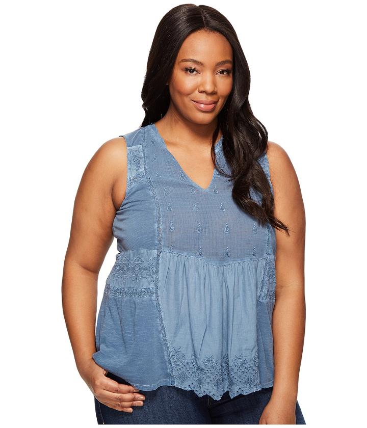 Lucky Brand - Plus Size Washed Woven Mixed Shell