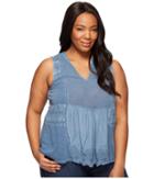 Lucky Brand - Plus Size Washed Woven Mixed Shell