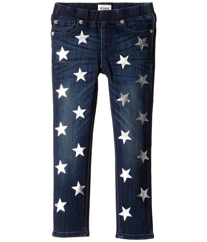 Hudson Kids - Five-pocket Skinny With Foil Star Print Jeans In Sky Blue