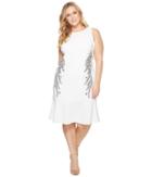 Adrianna Papell - Plus Size Knit Crepe Embroidered Trumpet Dress