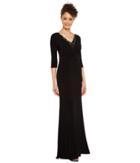 Adrianna Papell - Shirred Jersey Gown With Beaded Neck