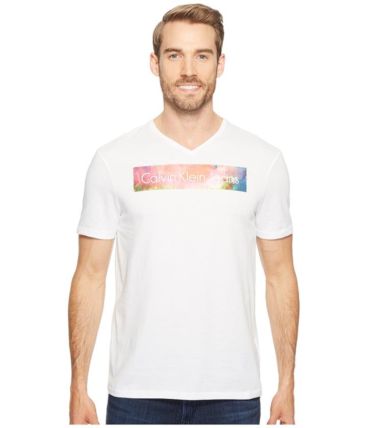 Calvin Klein Jeans - Rainbow Logo Bar V-neck T-shirt