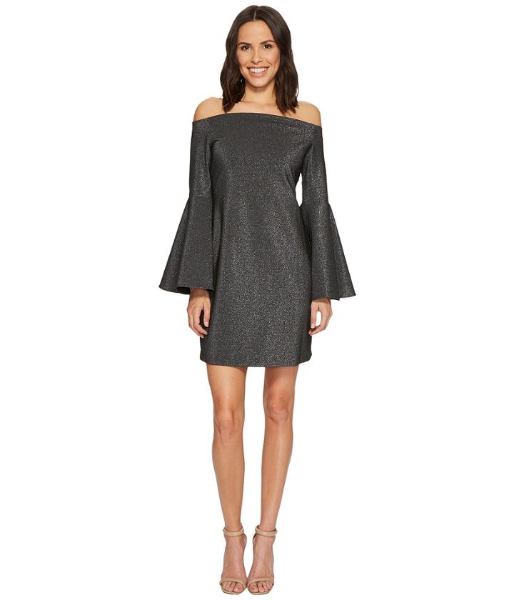 Vince Camuto - Off Shoulder Bell Sleeve Metallic Ponte Dress