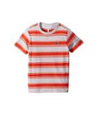 Lacoste Kids - Short Sleeve Heathered Stripe Crew Neck Tee Shirt