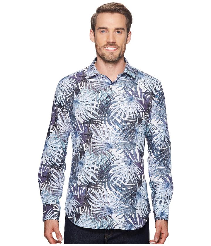 Bugatchi - Shaped Fit Palm Frond Woven Shirt
