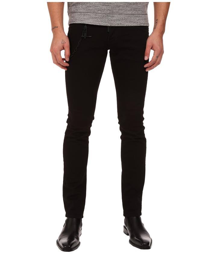 Dsquared2 - Slim Black Bull Denim With Chain In Black