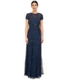 Adrianna Papell - Short Sleeve Fully Beaded Gown