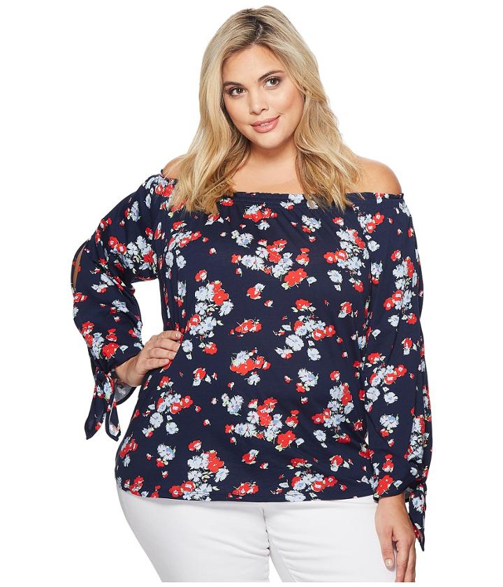 Lauren Ralph Lauren - Plus Size Floral Jersey Off The Shoulder Top
