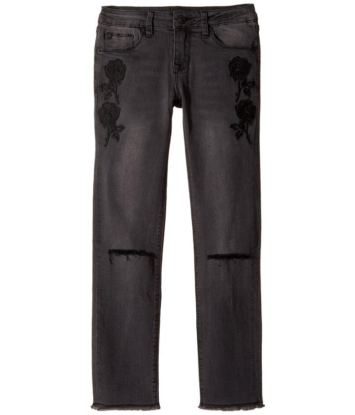 Hudson Kids - Iris Ankle Embroidered Flower Jeans In Black Ink