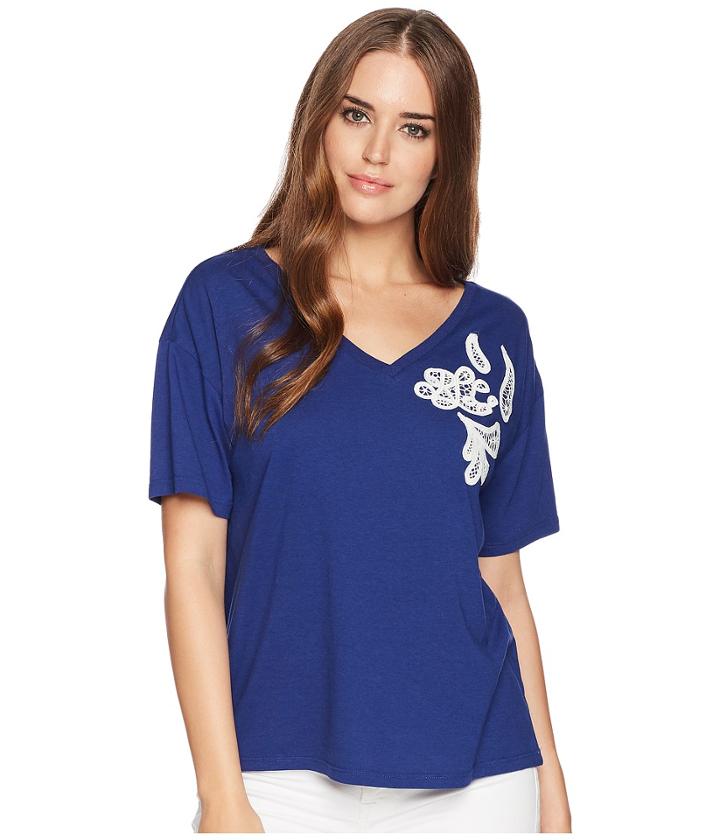Lauren Ralph Lauren - Lace Embroidered Jersey Top