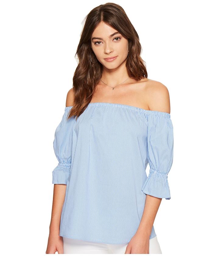 1.state - Off Shoulder Smocked Sleeve Top