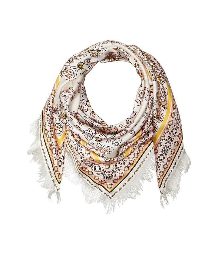 Tory Burch - Hicks Garden Silk Square With Zigzag Fringe