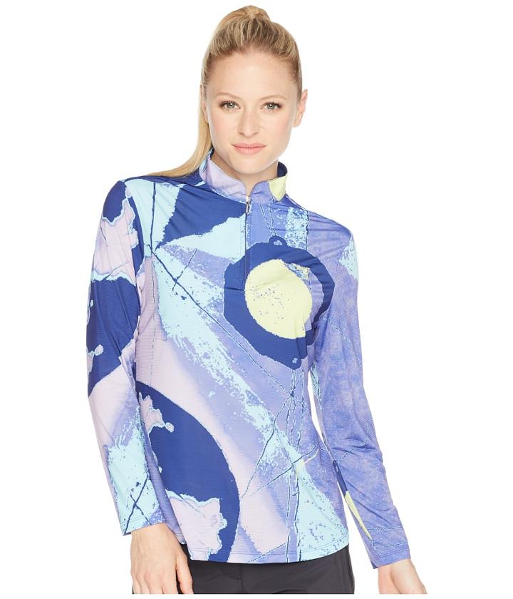 Jamie Sadock - Sunsense(r) Lightweight Eclipse Print 1/4 Zip Long Sleeve Top With 50 Spf