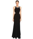 Marchesa Notte - Crepe Gown With Cut Out Detail And Beaded Neckline