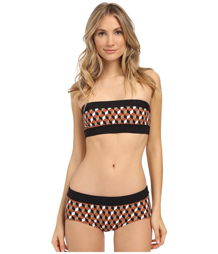 Michael Kors - Deco Hexagon Bandeau Bra W/ Bikini Boyshorts