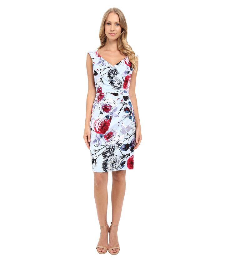 Adrianna Papell - Portrait Neckline Dress W/ Side Drape