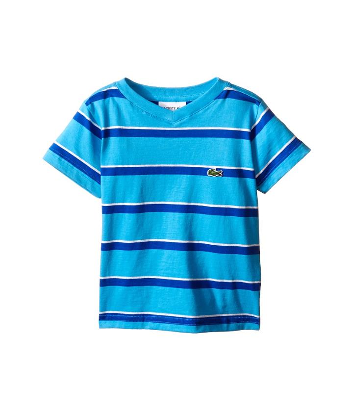 Lacoste Kids - Short Sleeve Stripe V-neck Tee Shirt