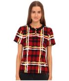 Marc By Marc Jacobs - Chalky Tartan Crepe Short Sleeve Top With Peplum