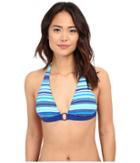 Lauren By Ralph Lauren - Sunset Stripe Ring Front Halter W/ Removable Cup