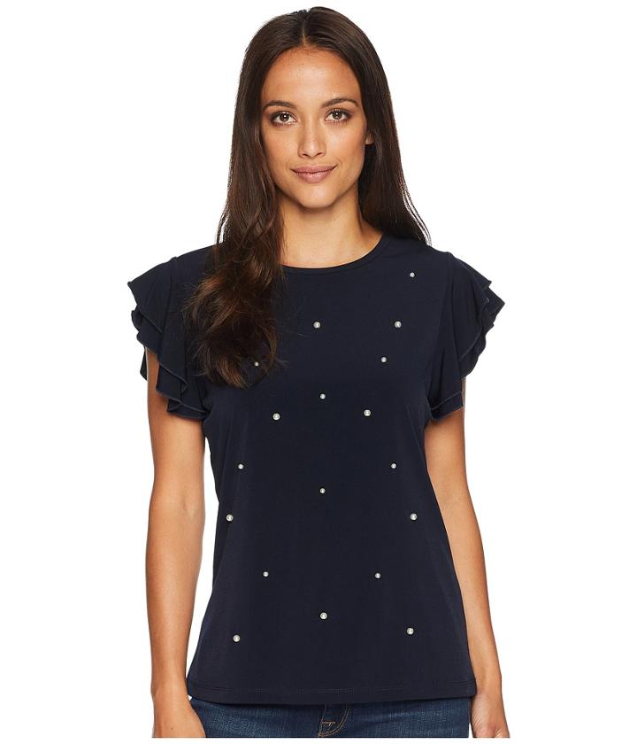 Ivanka Trump - Ruffle Cap Sleeve Top With Open Hem