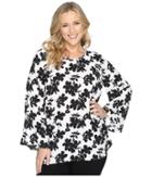 Vince Camuto Plus - Plus Size Bell Sleeve Small Fresco Blooms Blouse