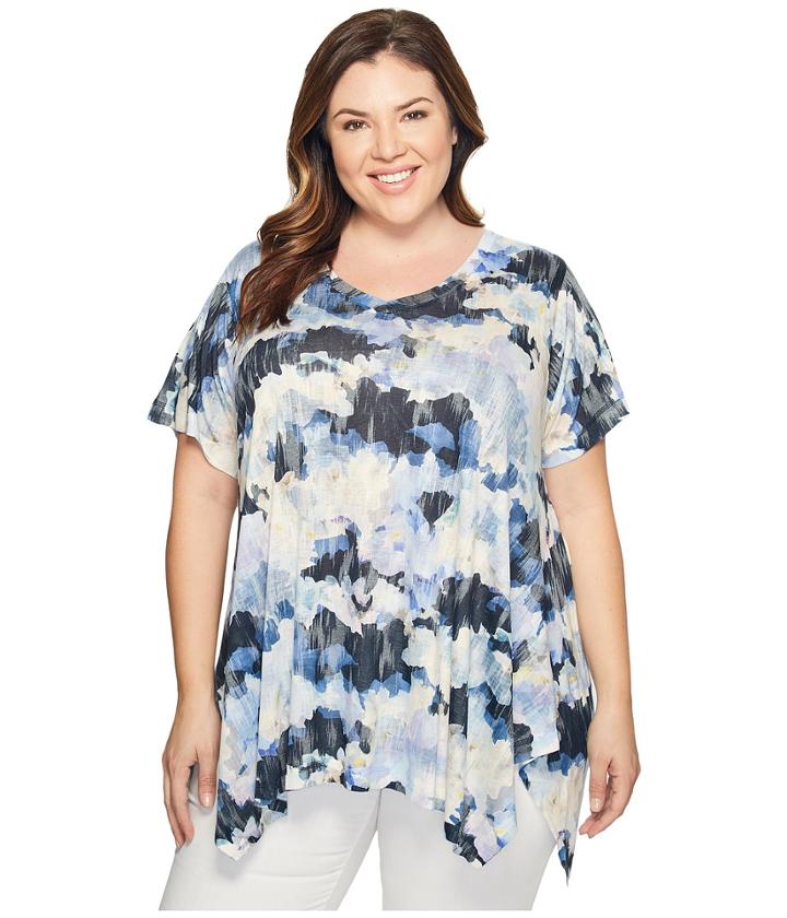 Nally &amp; Millie - Plus Size Blue Camo Print Tunic