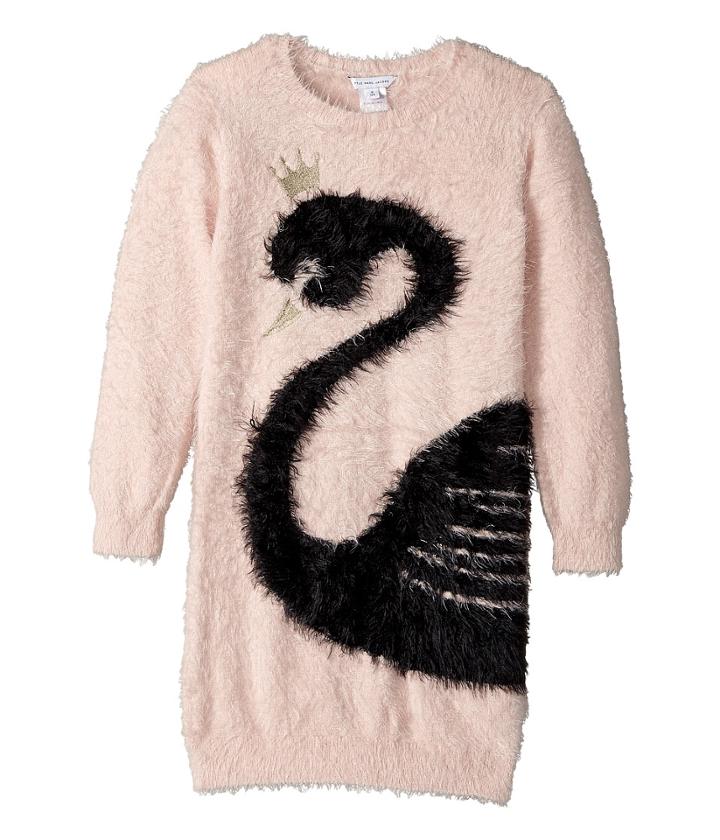 Little Marc Jacobs - Knitted Swan Illustration Long Sleeve Dress