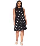 Lauren Ralph Lauren - Plus Size Suzan Penninsula Dot Matte Jersey Dress