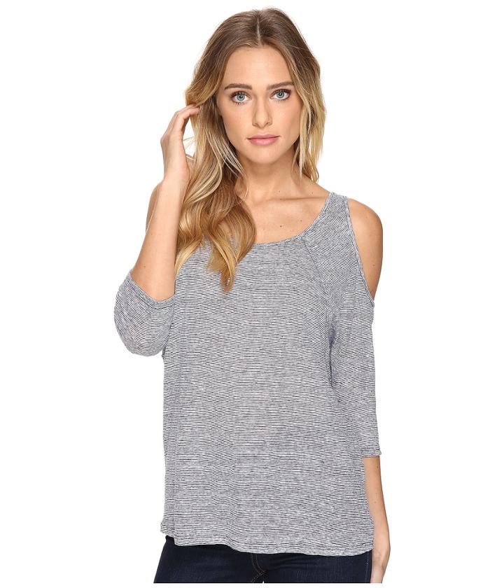 Three Dots - 3/4 Sleeve Cold Shoulder Top